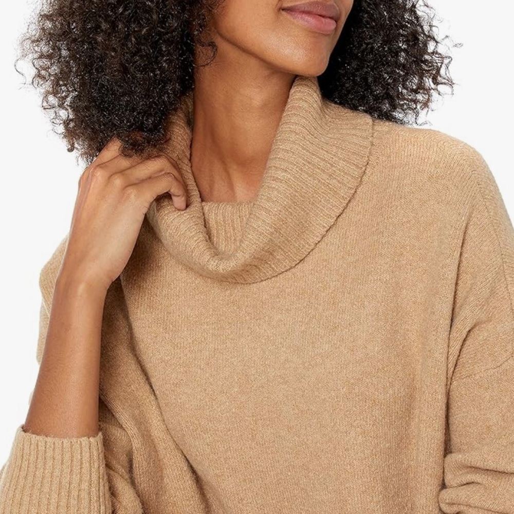 Daily Ritual Women's Camel Turtle  Neck Sweater